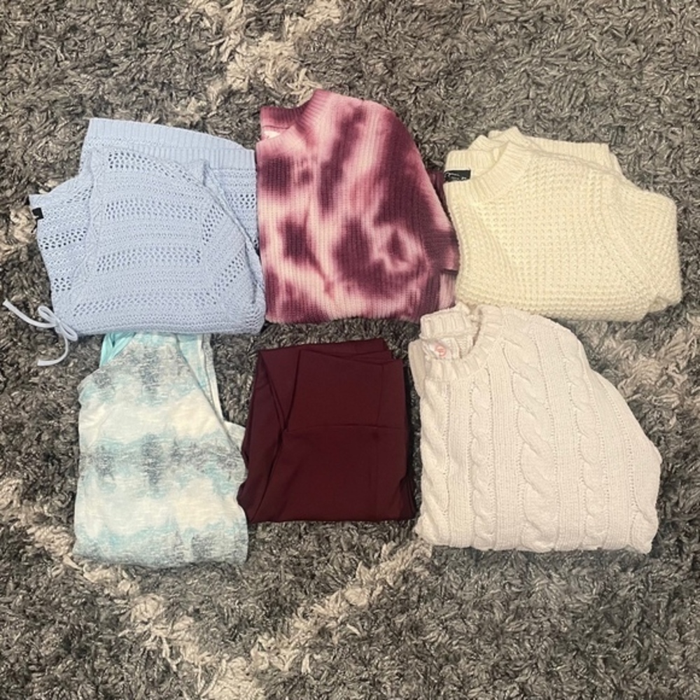 Girls Sweater Bundle Size 10-12 Soft Comfortable Tie Dye Leggings School